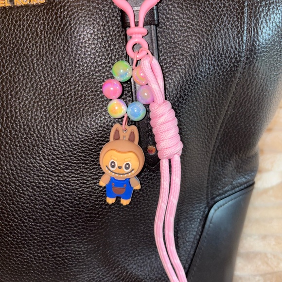 Cute Brown Bunny Keychain with Pink Beads - Picture 2 of 2